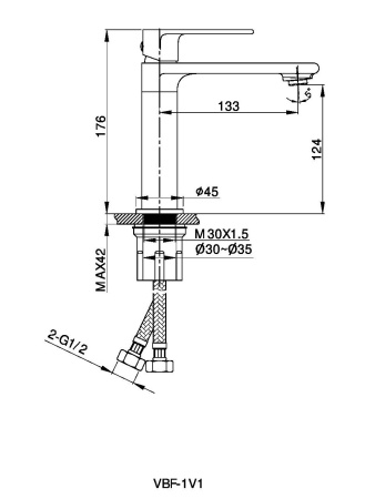 Смеситель для раковины Vincea Vogue VBF-1V1BG золото матовое